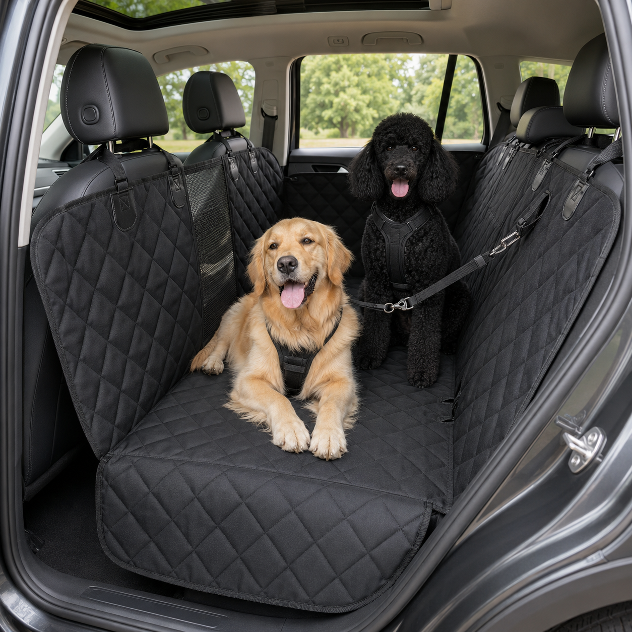 Dog Car Seat Cover View Mesh Pet Carrier Hammock Safety Protector Car Rear Back Seat Mat With Zipper And Pocket For Travel