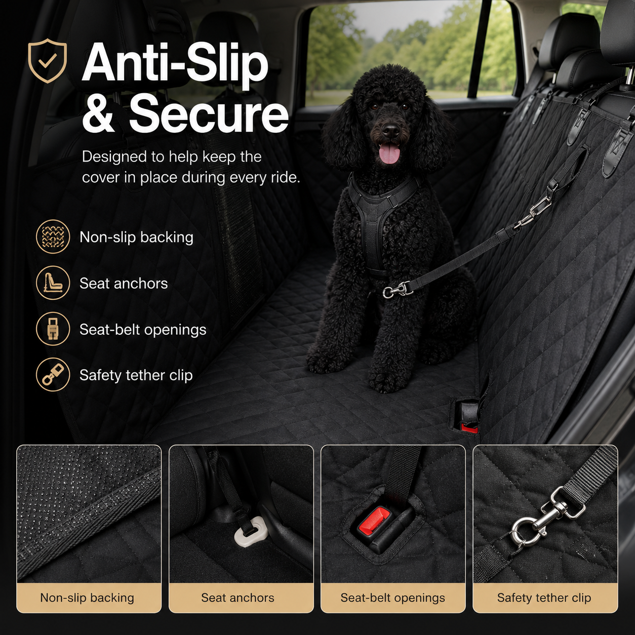 Dog Car Seat Cover View Mesh Pet Carrier Hammock Safety Protector Car Rear Back Seat Mat With Zipper And Pocket For Travel