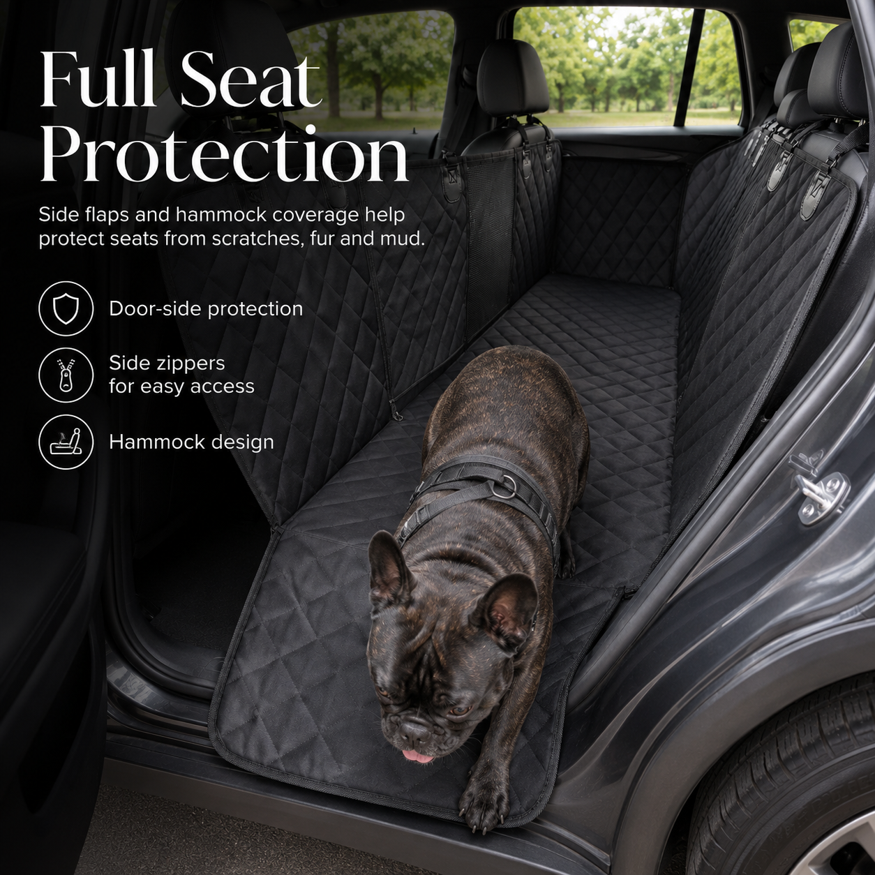 Dog Car Seat Cover View Mesh Pet Carrier Hammock Safety Protector Car Rear Back Seat Mat With Zipper And Pocket For Travel