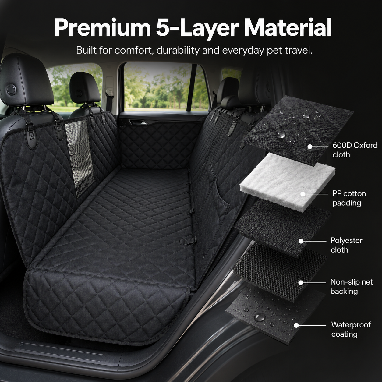 Dog Car Seat Cover View Mesh Pet Carrier Hammock Safety Protector Car Rear Back Seat Mat With Zipper And Pocket For Travel