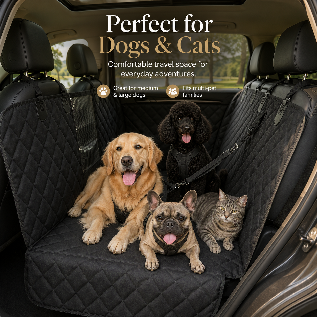 Dog Car Seat Cover View Mesh Pet Carrier Hammock Safety Protector Car Rear Back Seat Mat With Zipper And Pocket For Travel