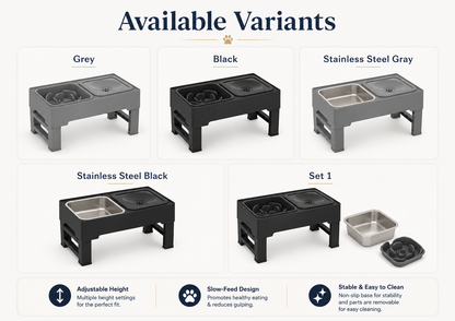 Height Adjustable Dog Feeder with Double Stainless Steel Bowls