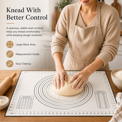 DoughEase non-stick silicone baking mat for rolling and kneading dough at home