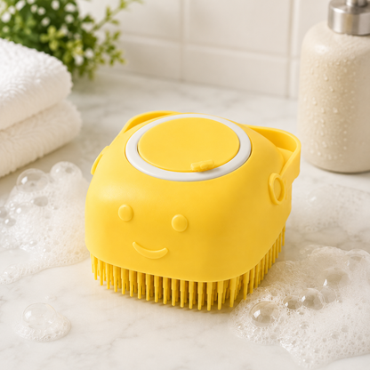 SoothScrub silicone pet bath massage brush yellow single unit for dogs and cats
